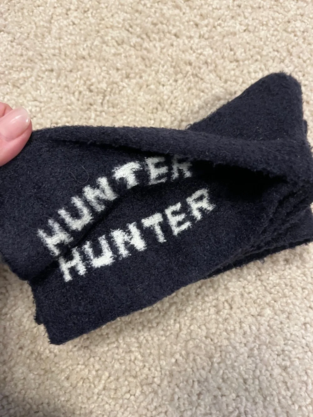 NWOT Hunter Black Fleece Socks with White Logo